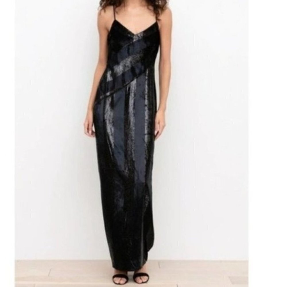 NWT Yumi Kim Black Metallic Velvet Maxi Dress Size Medium